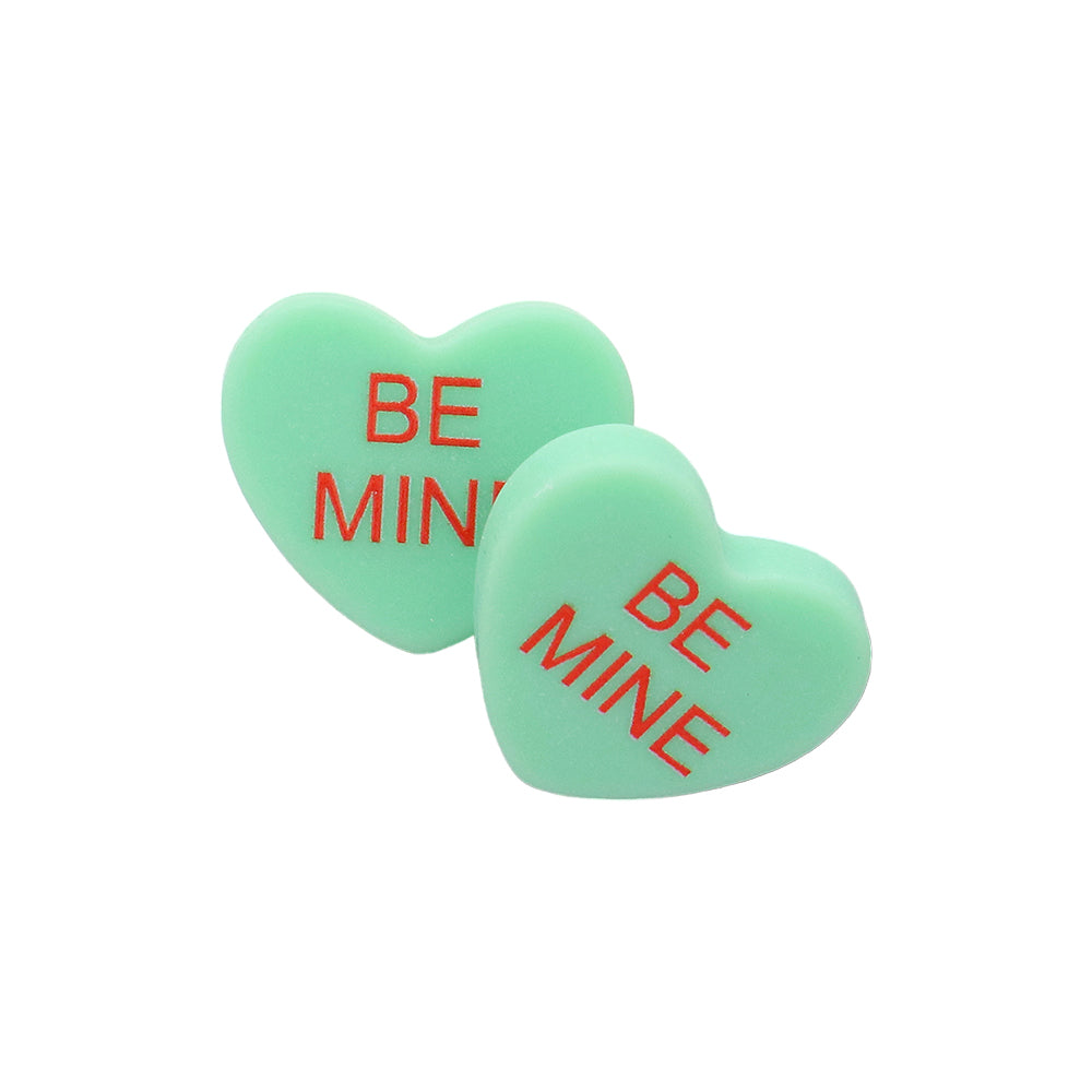 BE MINE Message Heart Stud Earrings