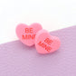 BE MINE Message Heart Stud Earrings - Pink - Earrings