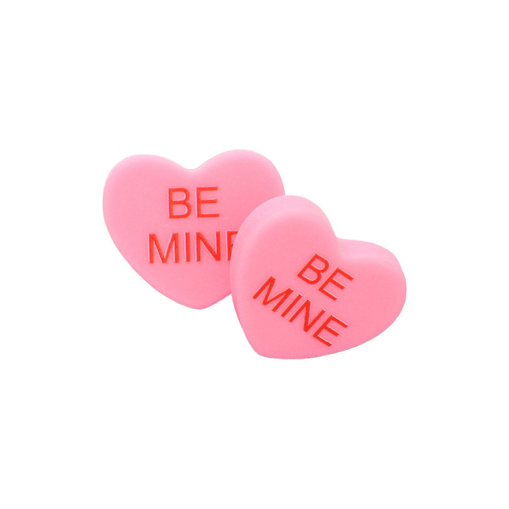 BE MINE Message Heart Stud Earrings