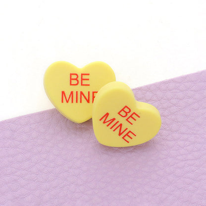 BE MINE Message Heart Stud Earrings