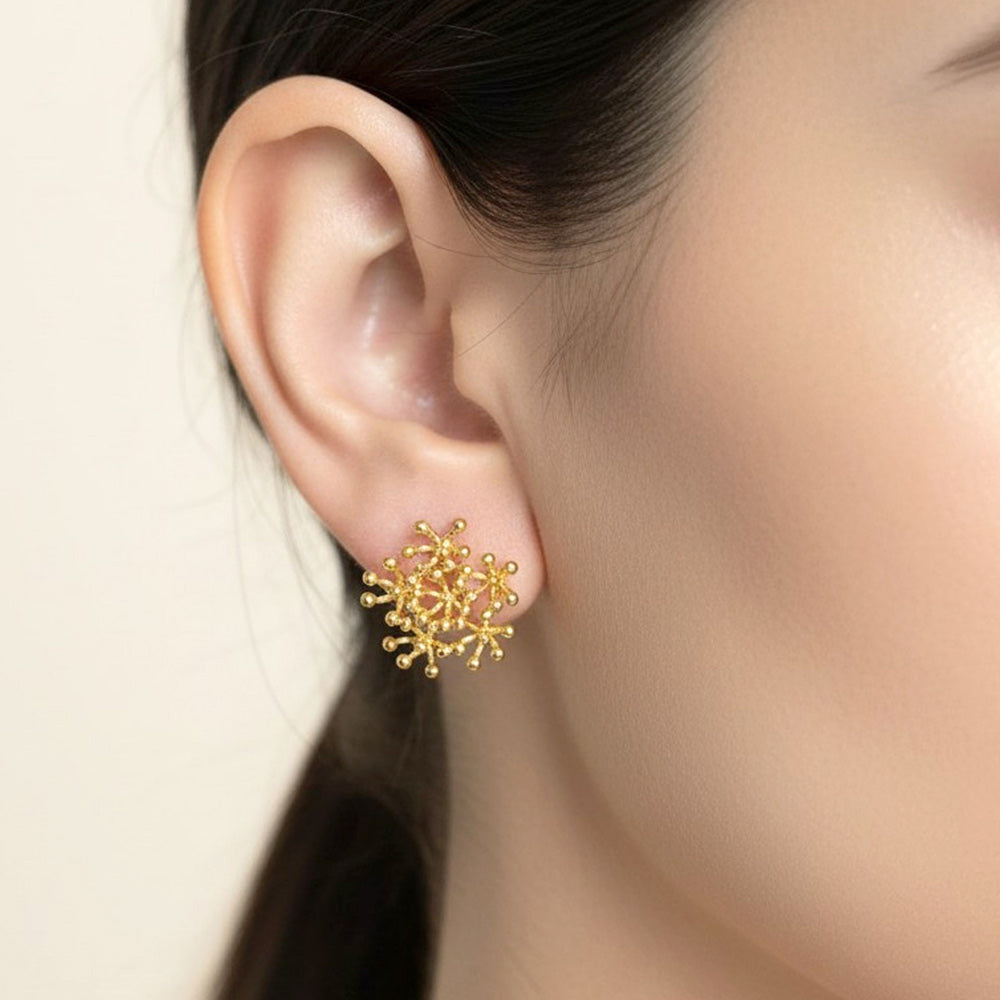 Madeline Love Gold 14K Gold Dipped Organic Burst Cluster Stud Earrings