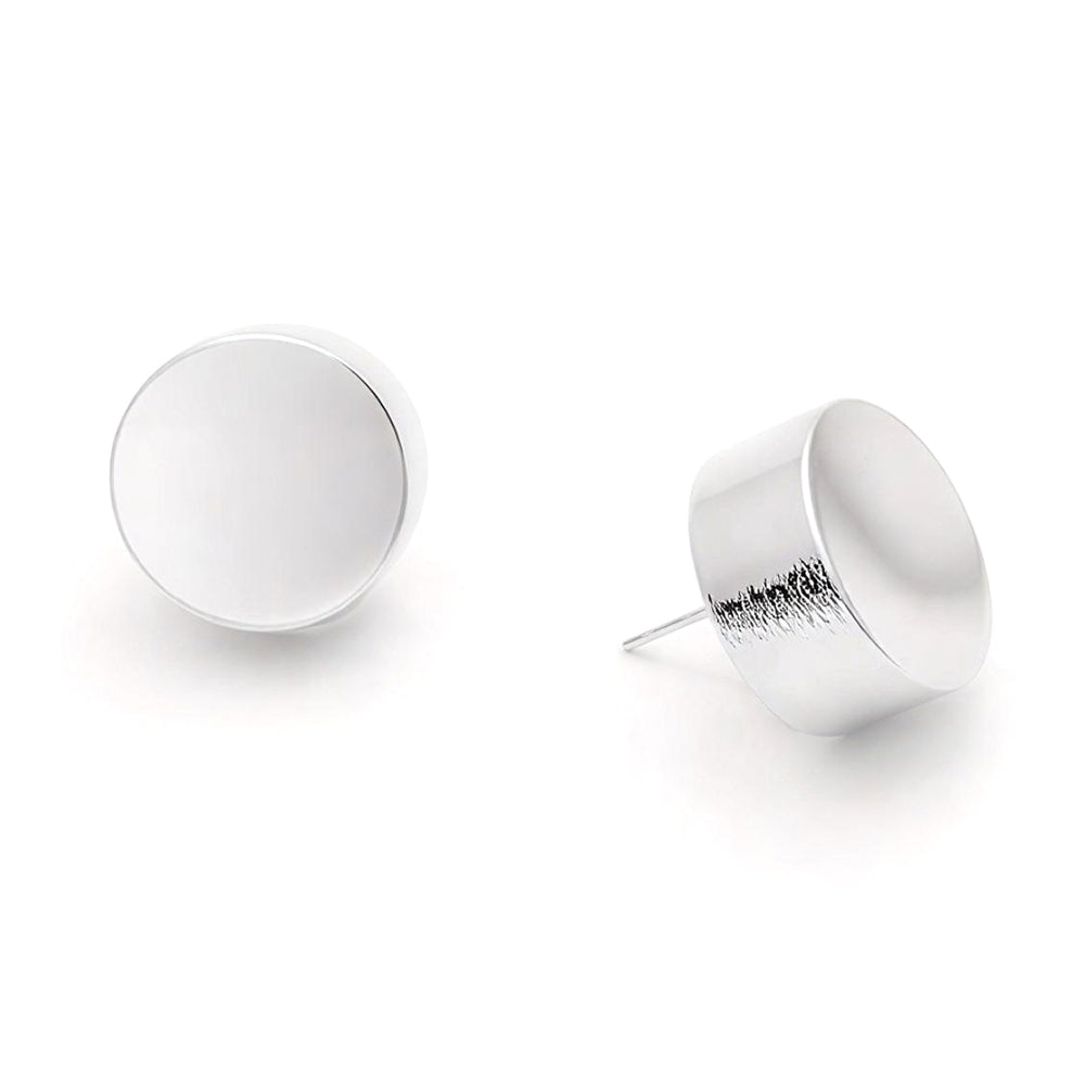 Madeline Love Rhodium, White Gold White Gold Dipped Minimal Disc Stud Earrings - desc