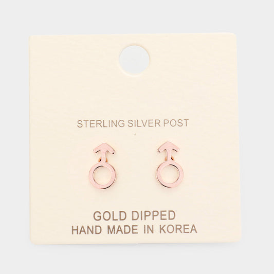 Madeline Love Rose Gold Gold Dipped Male Astrological Sign Stud Earrings
