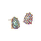 Madeline Love Fuchsia Iridescent Textured Teardrop Cluster Stud Earrings - desc