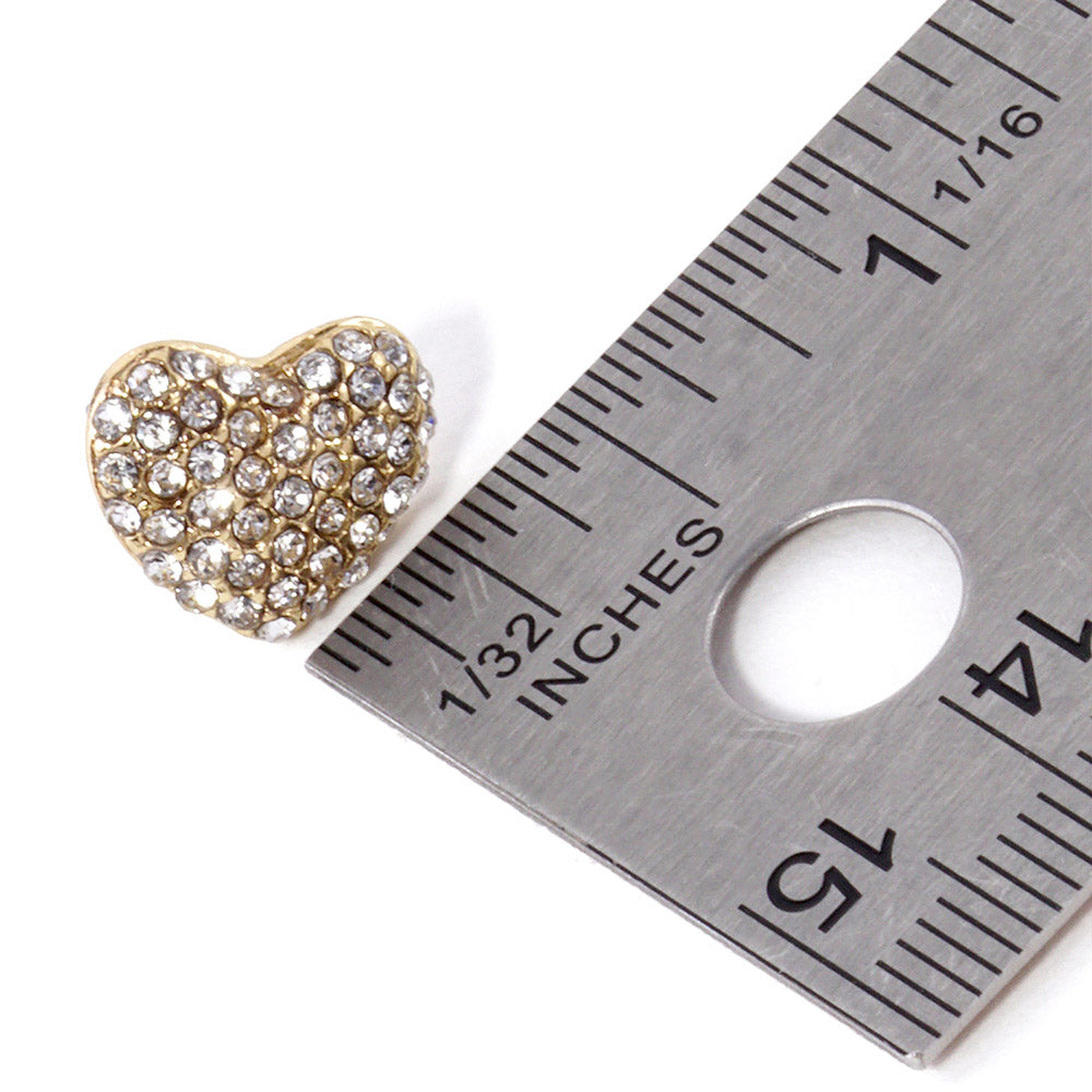 Pave Crystal Rhinestone Heart Stud Earrings