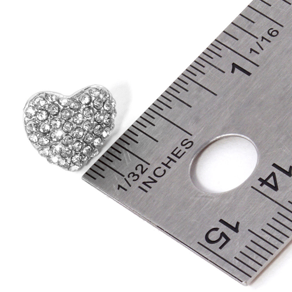 Pave Crystal Rhinestone Heart Stud Earrings