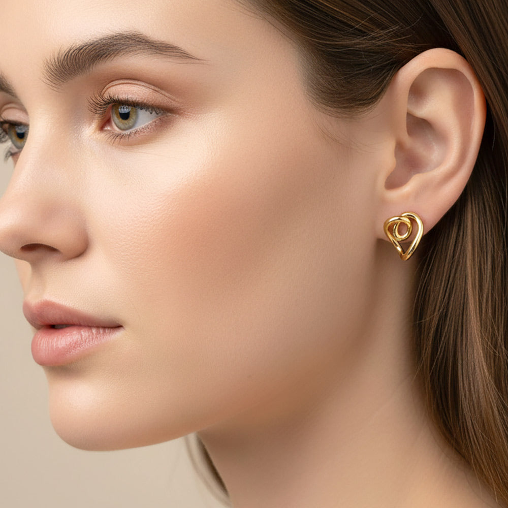 Madeline Love Gold 14K Gold Dipped Heart Knot Stud Earrings