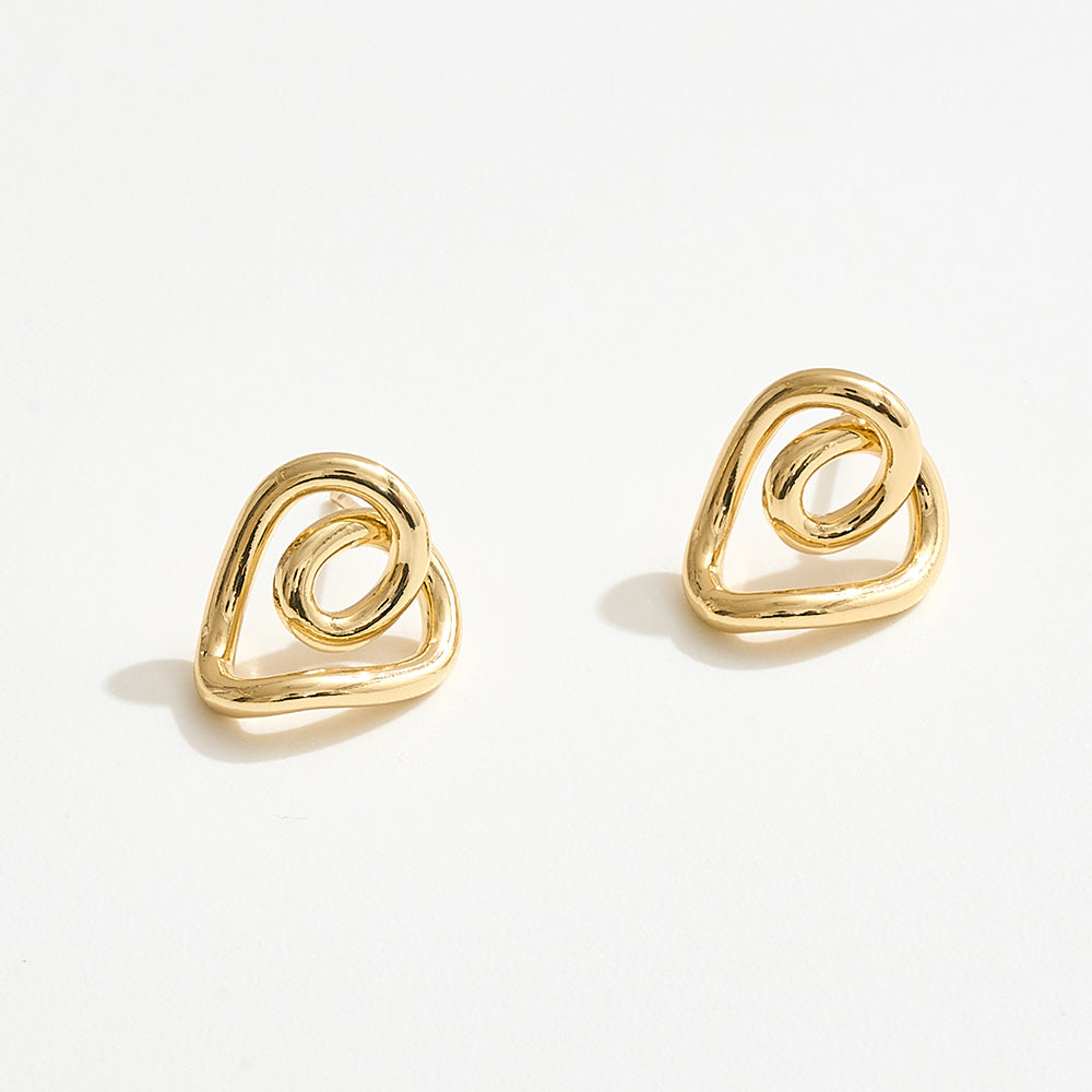 Madeline Love Gold 14K Gold Dipped Heart Knot Stud Earrings - desc