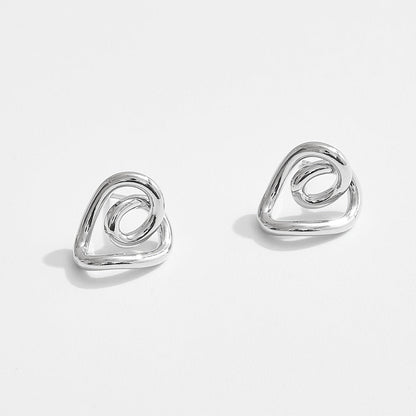 Madeline Love Silver, White Gold White Gold Dipped Heart Knot Stud Earrings