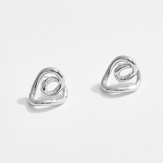 Madeline Love Silver, White Gold White Gold Dipped Heart Knot Stud Earrings