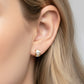 Madeline Love Gold 14K Gold Dipped Baguette CZ Inlay Mini Half Hoop Stud Earrings - desc