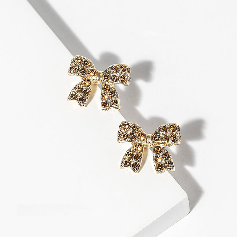 Madeline Love Lt Col Topaz Crystal Rhinestone Bow Stud Earrings