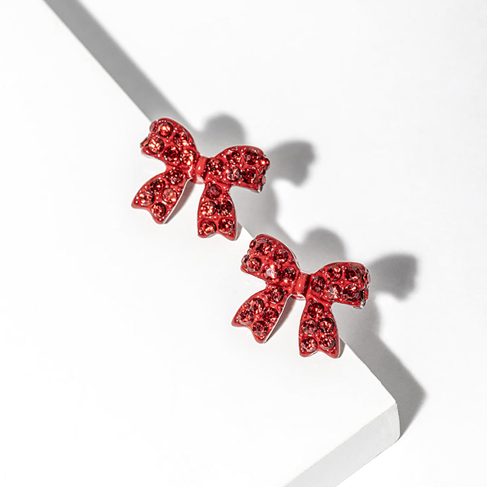 Madeline Love Siam Crystal Rhinestone Bow Stud Earrings