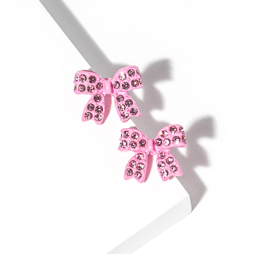 Madeline Love Rose Crystal Rhinestone Bow Stud Earrings