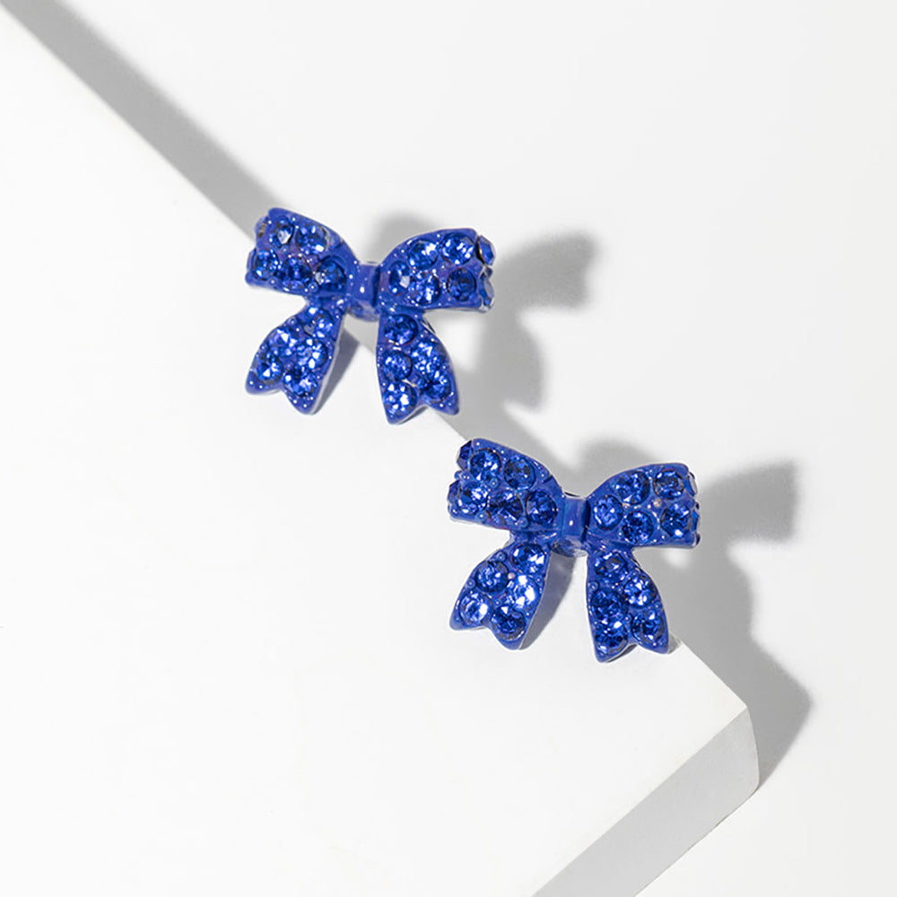 Madeline Love Sapphire Crystal Rhinestone Bow Stud Earrings