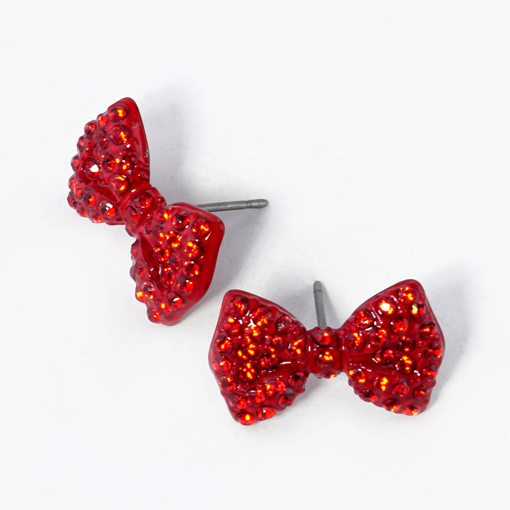 Madeline Love Light, Siam Crystal Rhinestone Bow Stud Earrings