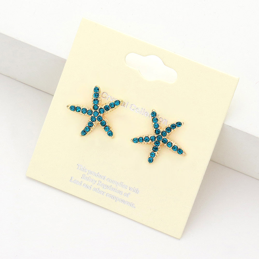 Madeline Love Blue Zircon Crystal Starfish Stud Earrings