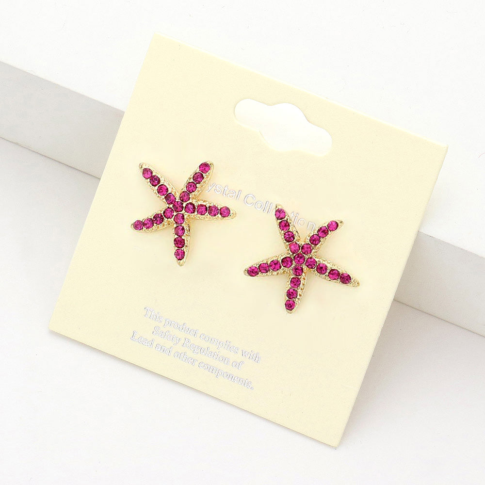 Madeline Love Fuchsia Crystal Starfish Stud Earrings