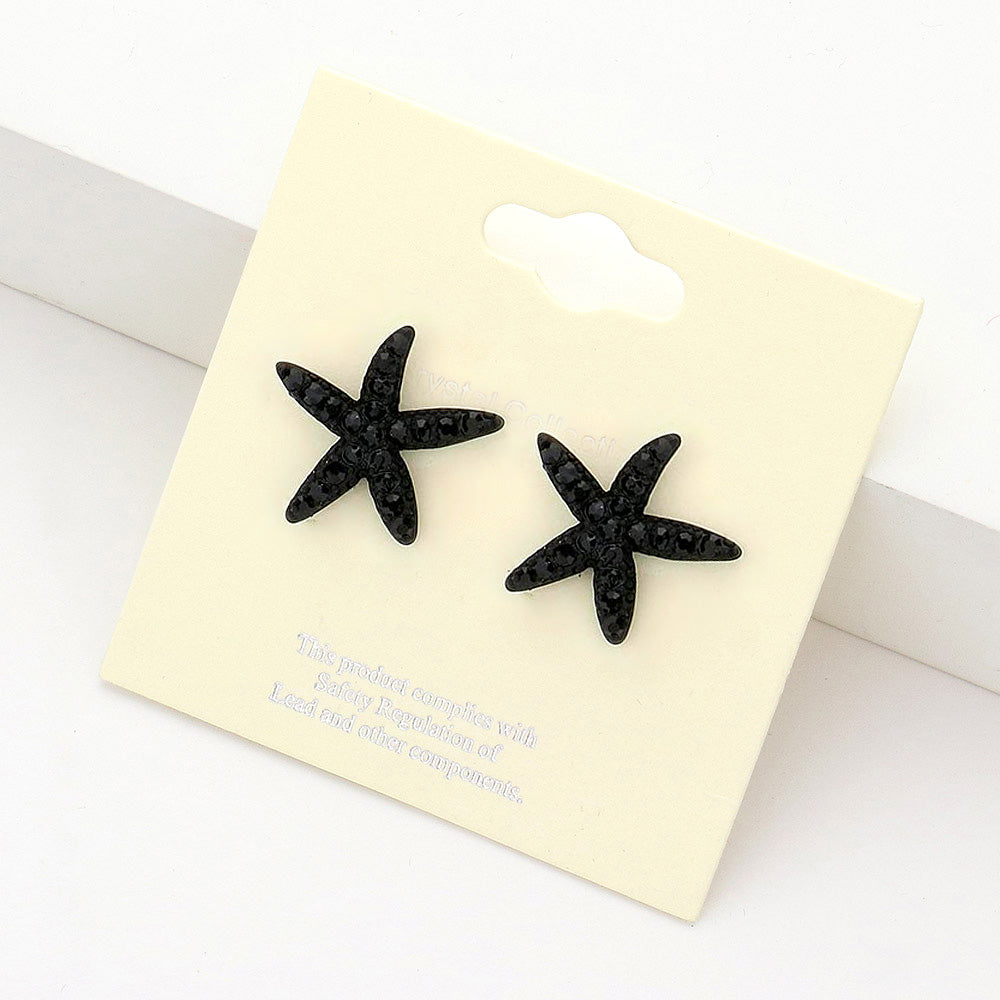 Madeline Love Jet Black Crystal Starfish Stud Earrings