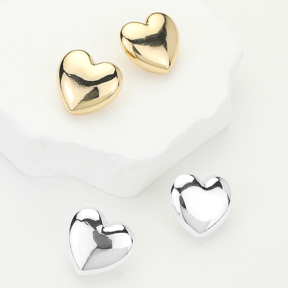 Metal Heart Stud Earrings