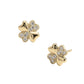 Madeline Love Clear, Gold 14K Gold Dipped CZ Pave Clover Stud Earrings - extra