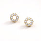 Madeline Love Clear, Gold 14K Gold Dipped CZ Pave Halo Circle Stud Earrings - desc