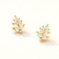 Madeline Love Clear, Gold 14K Gold Dipped CZ Marquise Leaf Stud Earrings - desc