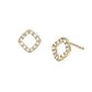 Madeline Love Clear, Gold 14K Gold Dipped CZ Pave Open Square Stud Earrings - desc