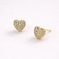 Madeline Love Clear, Gold 14K Gold Dipped CZ Micro Pave Heart Stud Earrings - desc