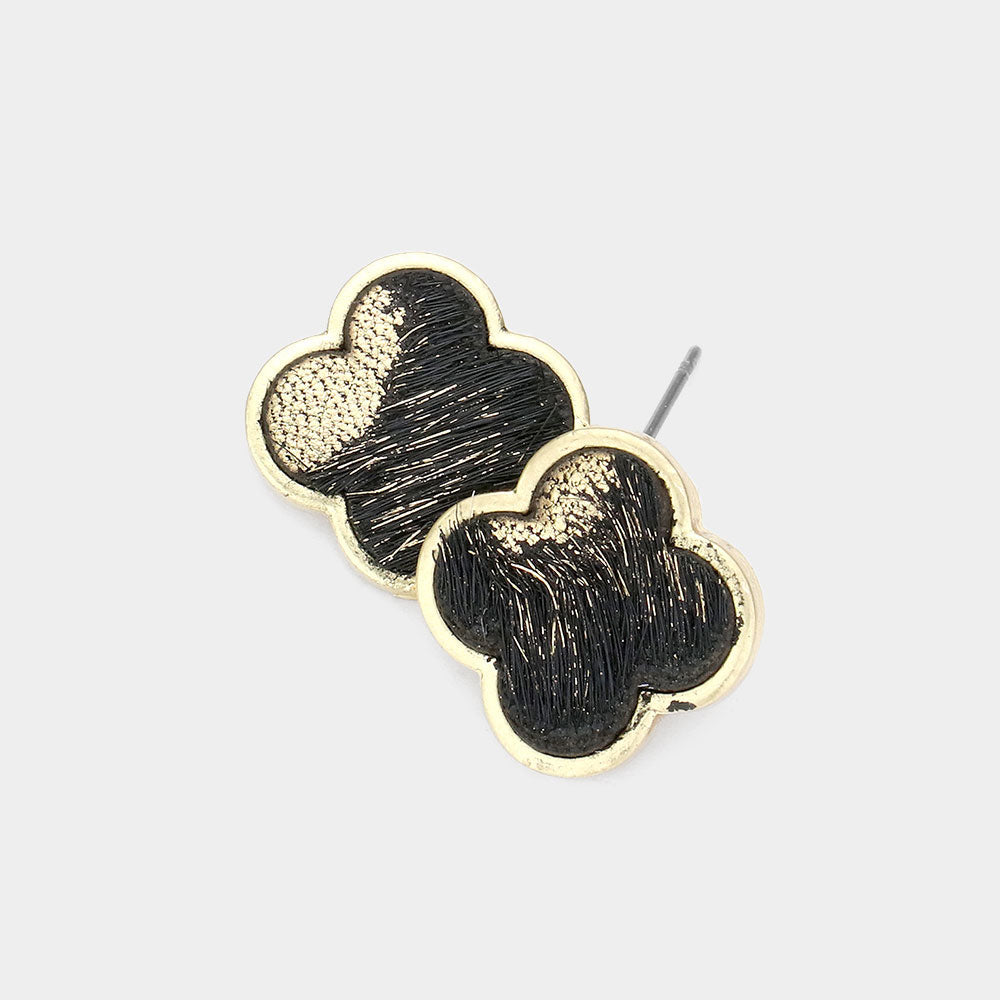 Madeline Love Black Quatrefoil Stud Earrings