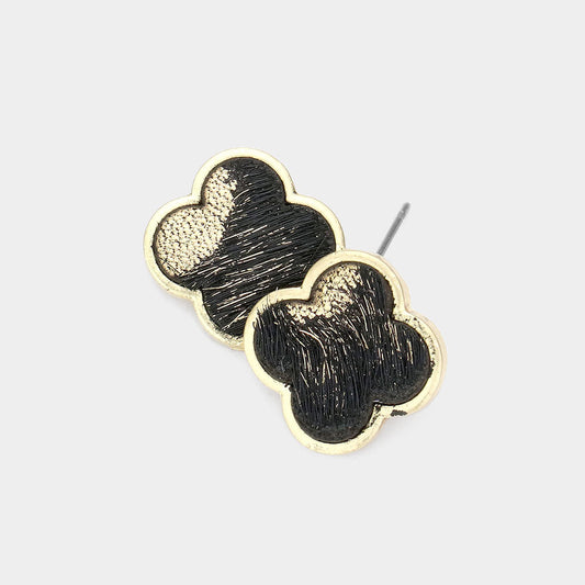Madeline Love Black Quatrefoil Stud Earrings