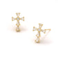 Madeline Love Clear, Gold 14K Gold Dipped Marquise CZ Cluster Cross Stud Earrings - desc