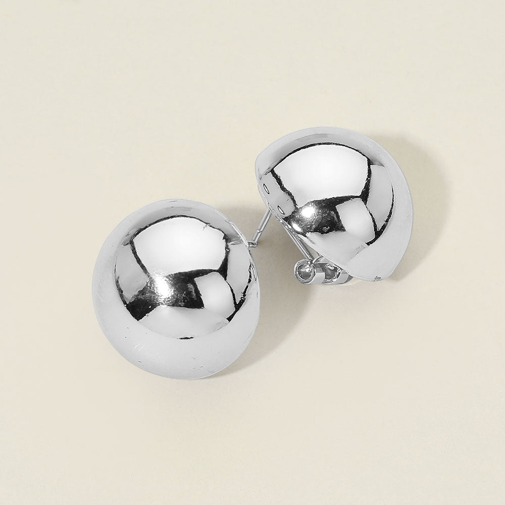 Madeline Love Rhodium Metal Dome Button Earrings