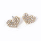Madeline Love Clear, Gold Crystal Pave Heart Stud Earrings