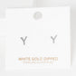 Madeline Love Rhodium, ~Y~ -Y- White Gold Dipped Metal Initial Monogram Stud Earrings - desc