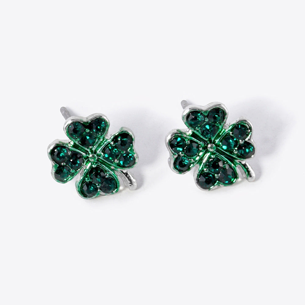Madeline Love Emerald Crystal Paved Clover Stud Earrings