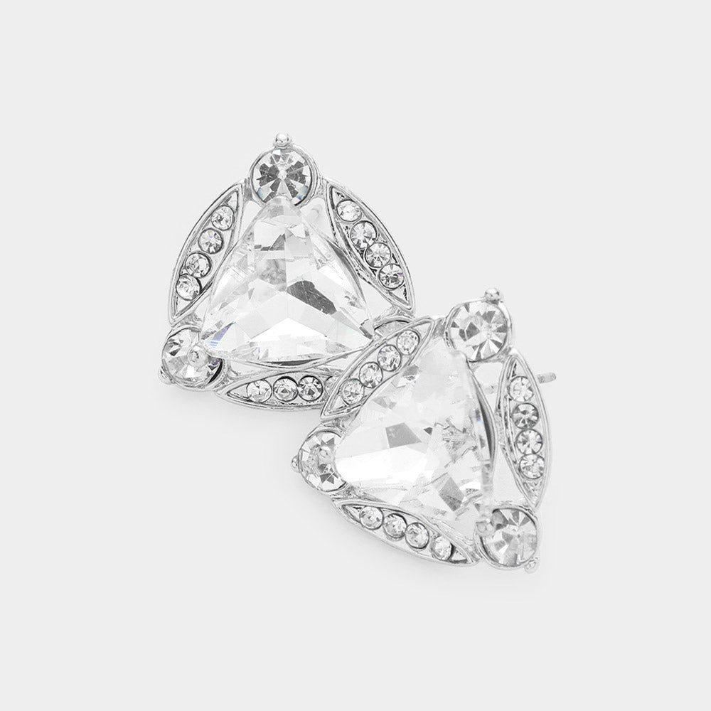 Madeline Love Rhodium Crystal Rhinestone Trim Evening Stud Earrings