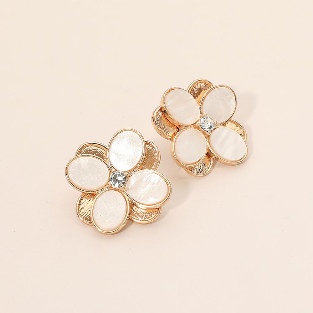 Madeline Love Gold Floral Pearl Petal Stud Earrings