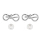 Madeline Love Silver 2Pairs - Metal Wire Bow Pearl Stud Earrings - desc