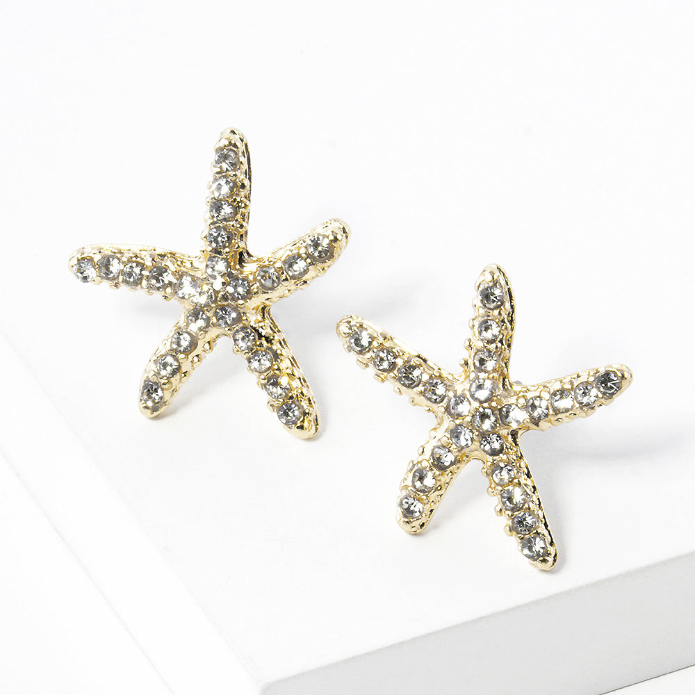 Madeline Love Gold Crystal Starfish Stud Earrings