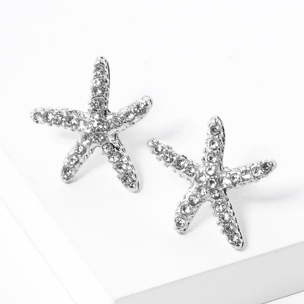 Madeline Love Rhodium Crystal Starfish Stud Earrings