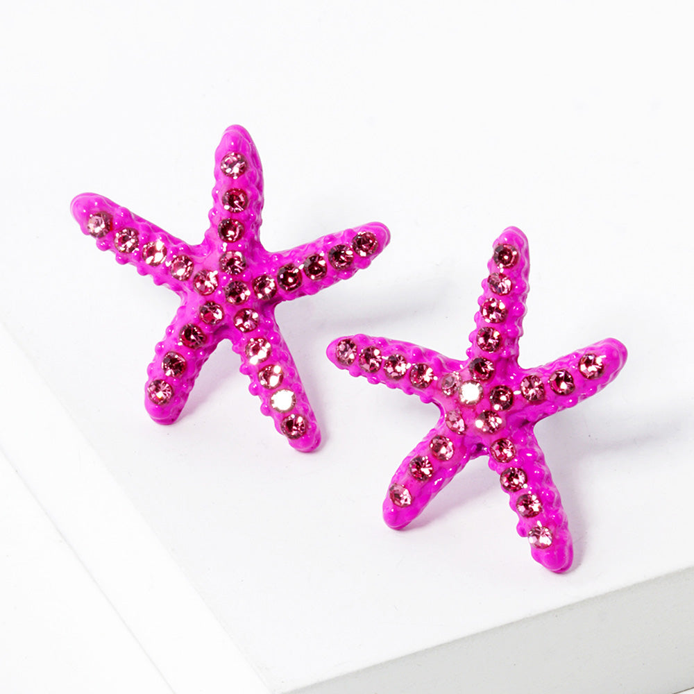 Madeline Love Pink Crystal Starfish Stud Earrings