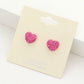 Madeline Love Pink Crystal Pave Heart Stud Earrings