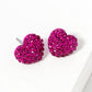 Madeline Love Fuchsia Crystal Pave Heart Stud Earrings