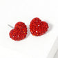 Madeline Love Siam Crystal Pave Heart Stud Earrings