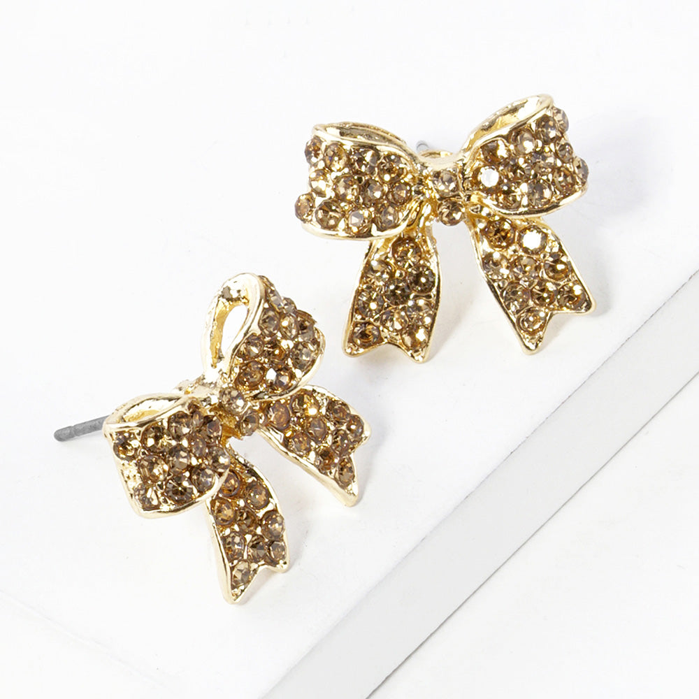Lt Col Topaz Pave bow stud earrings