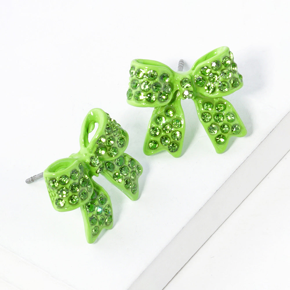 Peridot Pave bow stud earrings