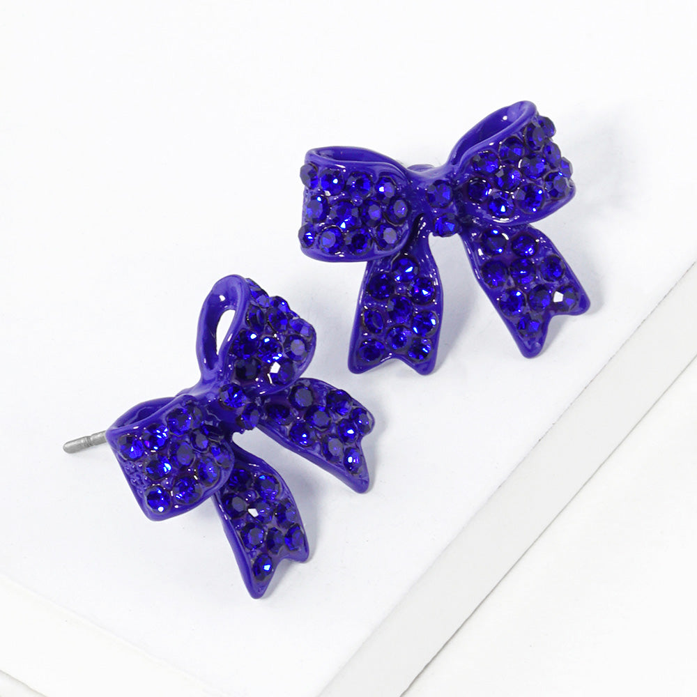 Sapphire Pave bow stud earrings
