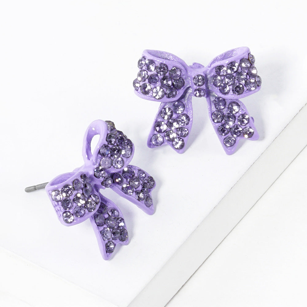 Tanzanite Pave bow stud earrings