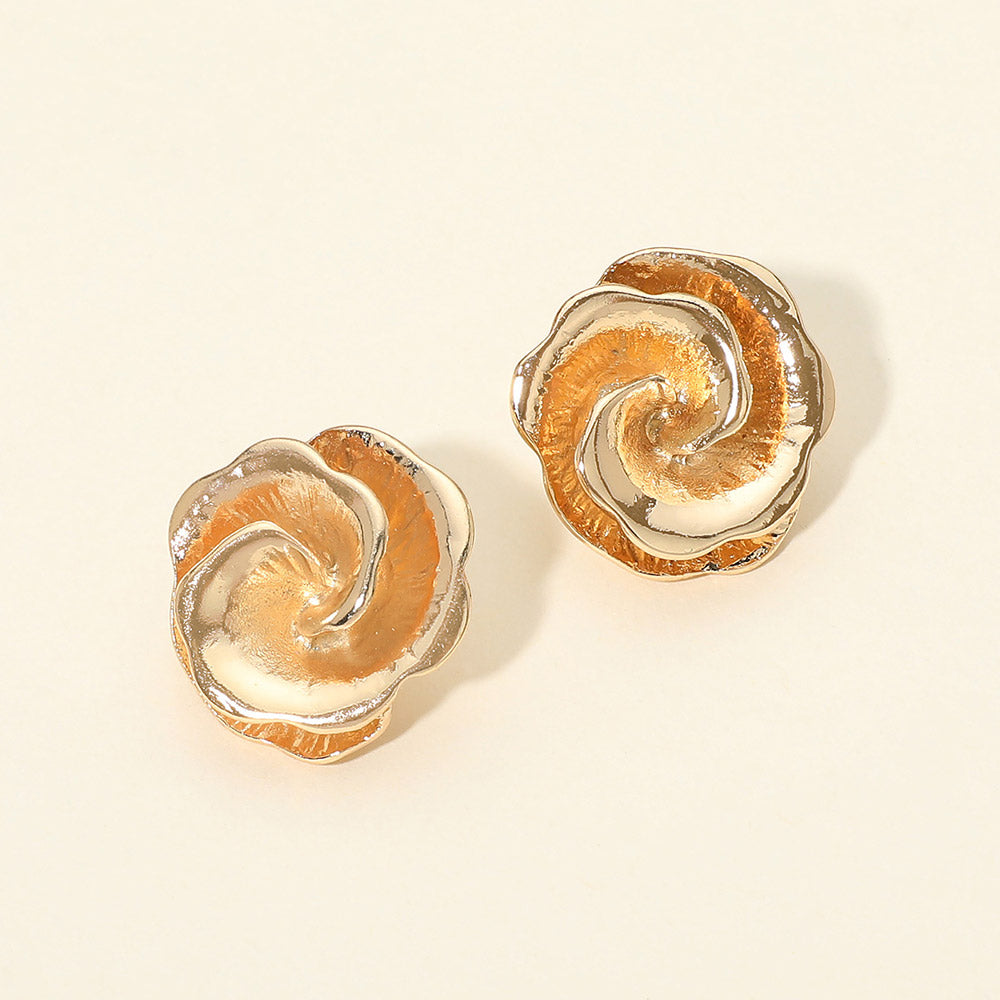 Madeline Love Gold Metal Swirl Floral Stud Earrings